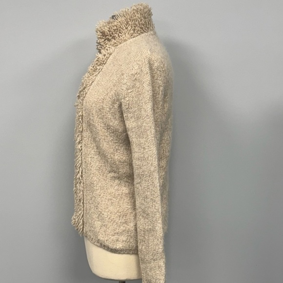 Country Shop Lambswool & Rabbit Cardigan Sweater Vintage Women’s Medium Oatmeal - Picture 4 of 7